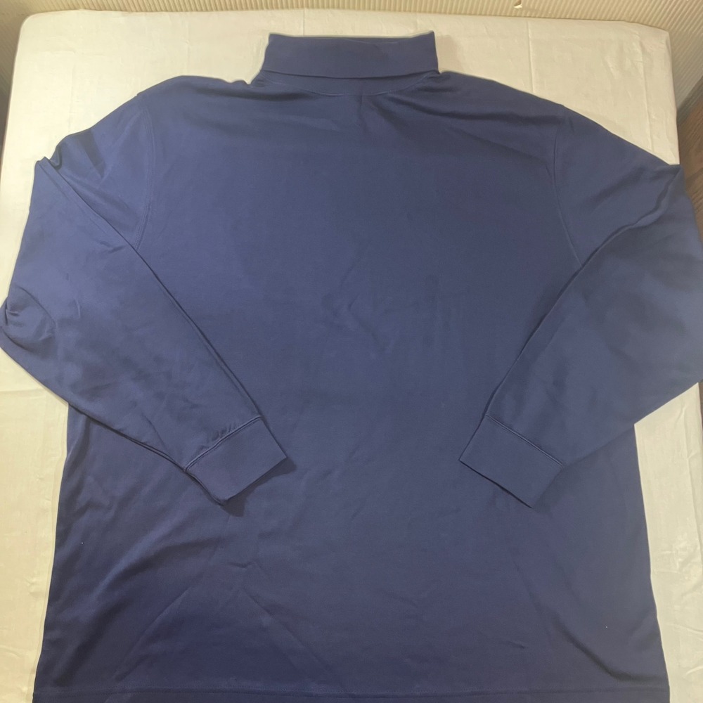 Roundtree & Yorke Mens XL Navy Blue 100% Cotton Long Sleeve Turtleneck Shirt